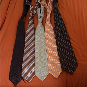 Bass Men's Ties - Black, Brown, Green, Orange